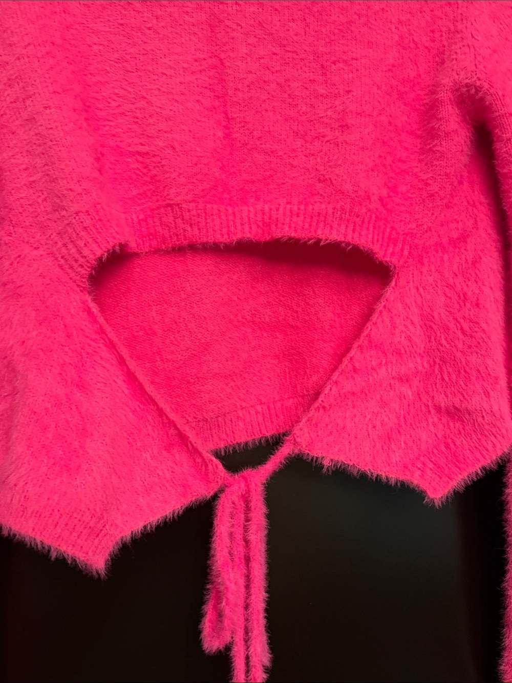 Fuzzy Cropped Altar’d State Sweater - Hot Pink M - Picture 6 of 6